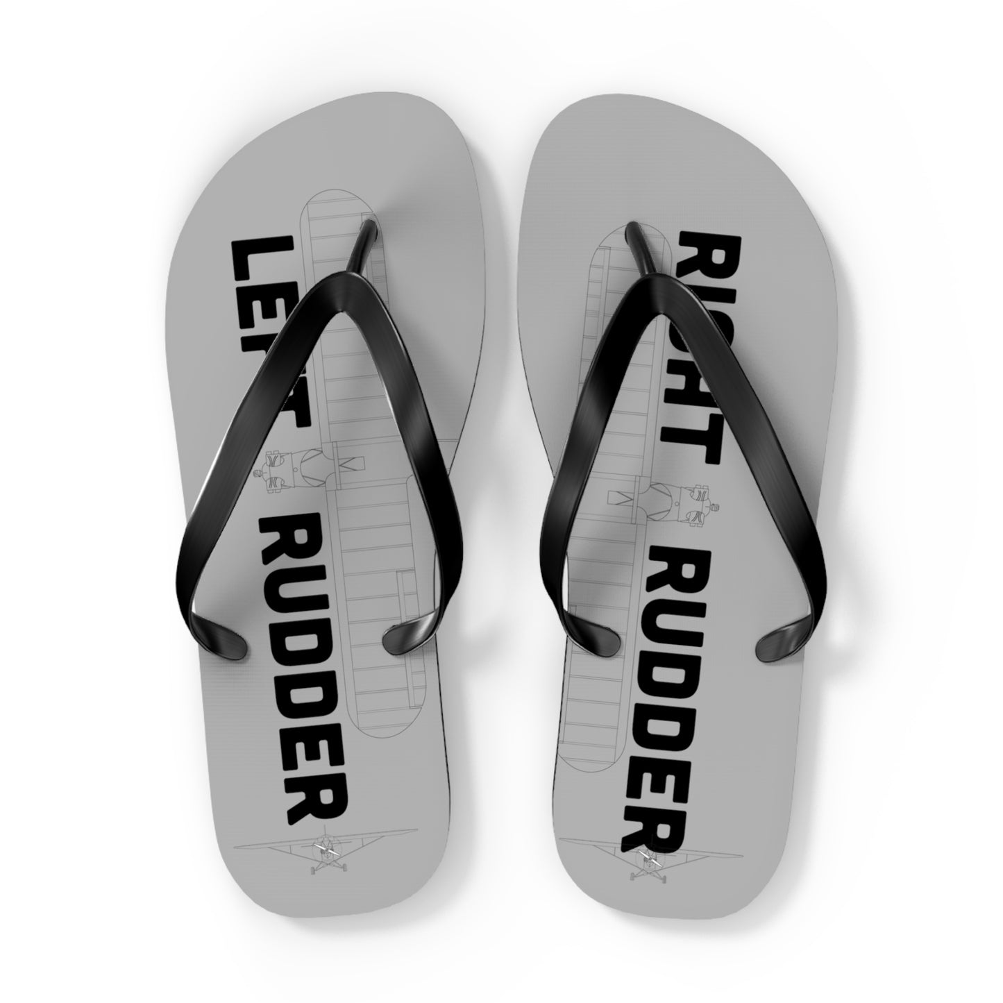 Right Rudder Left Rudder Flip Flops with Cub Outlines