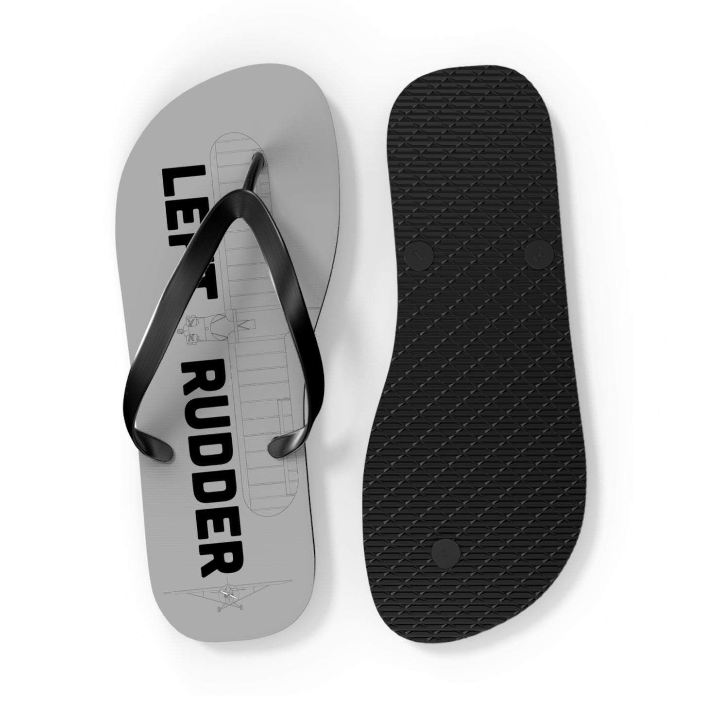 Right Rudder Left Rudder Flip Flops with Cub Outlines