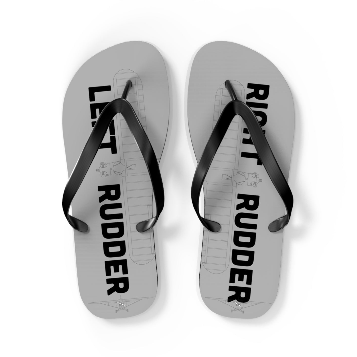 Right Rudder Left Rudder Flip Flops with Cub Outlines