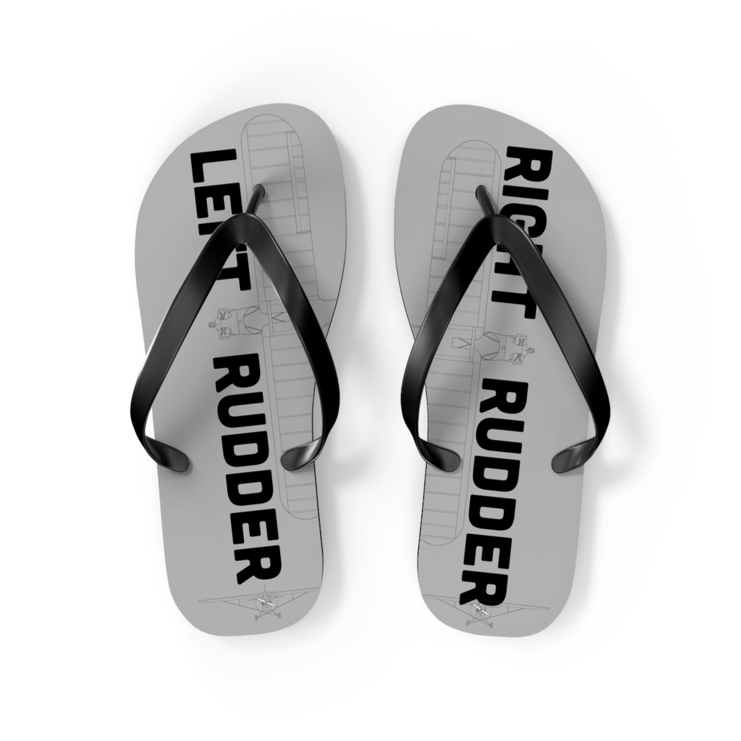 Right Rudder Left Rudder Flip Flops with Cub Outlines