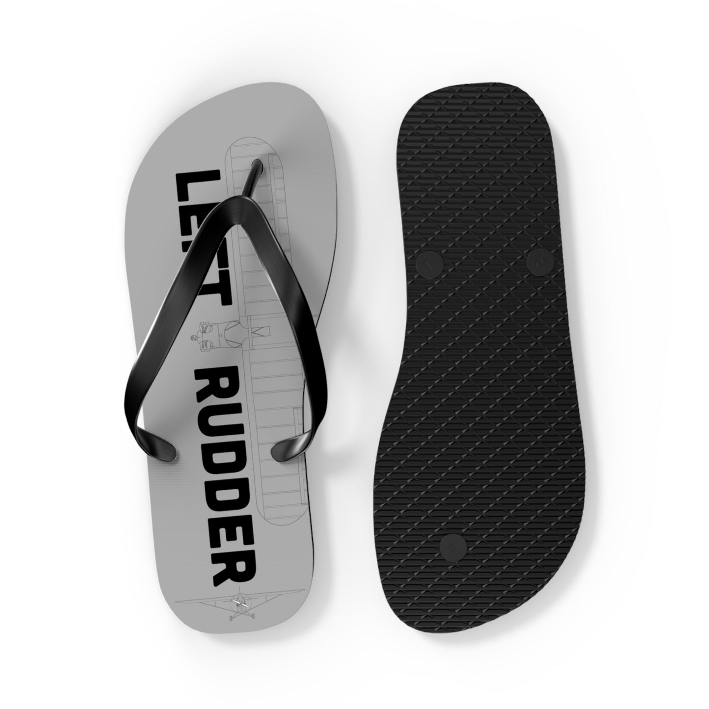 Right Rudder Left Rudder Flip Flops with Cub Outlines