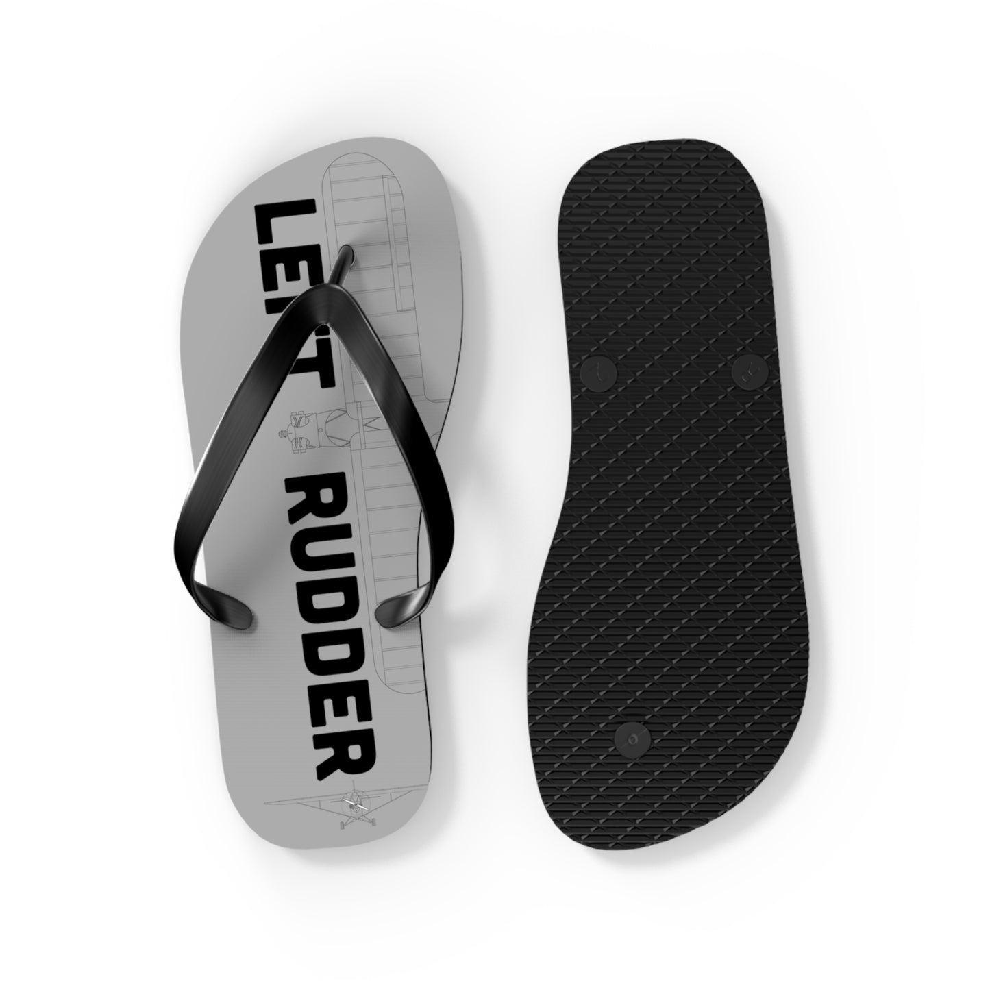 Right Rudder Left Rudder Flip Flops with Cub Outlines